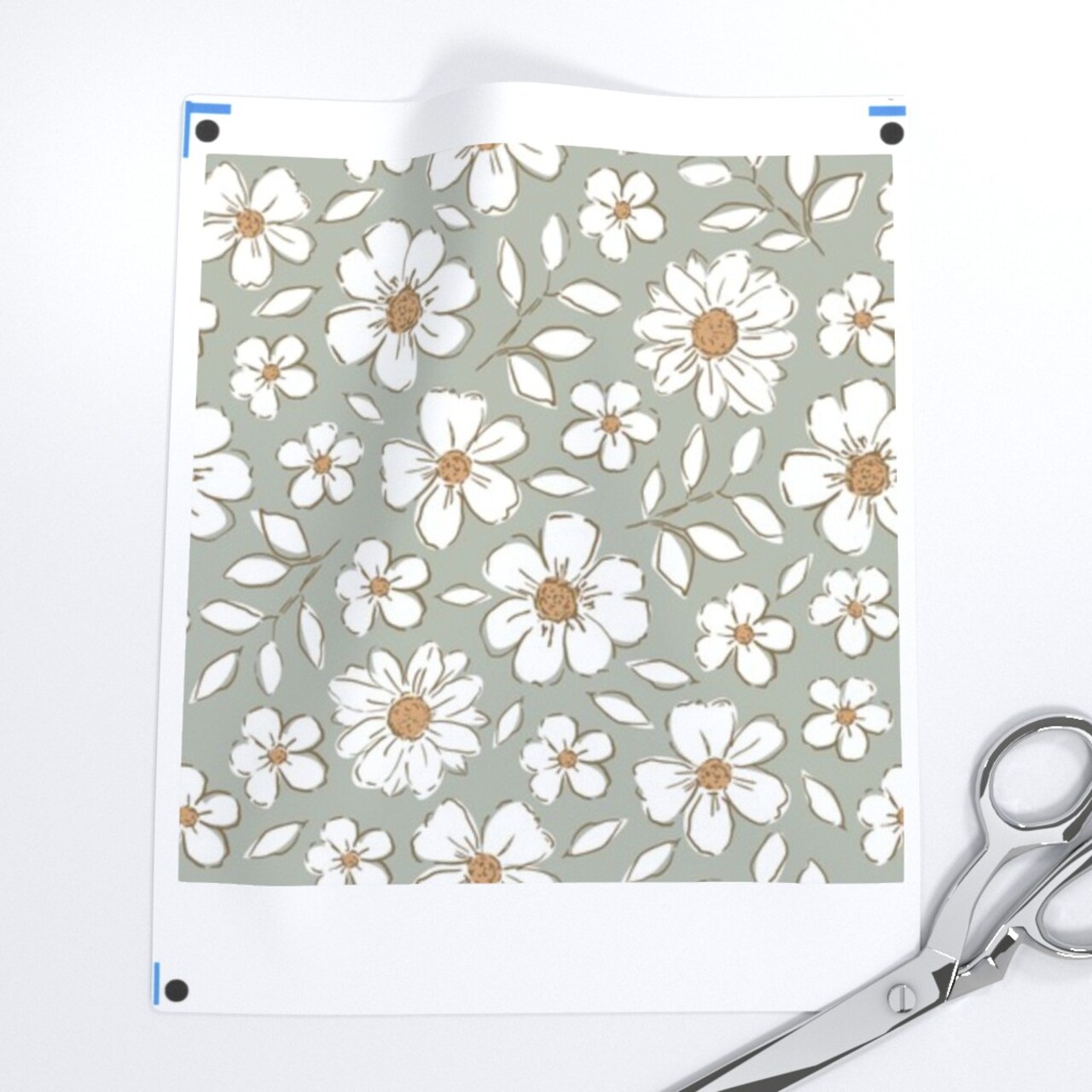 Woodland Flowers Sage Green Bohemian Botanical Neutral Cottagecore Custom Printed Fabric by Spoonflower Various Fabrics by the Yard or Fat Quarter